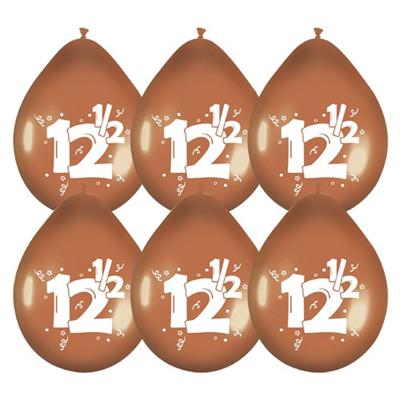 Jubileum thema 12.5 jaar getrouwd ballonnen - 6x stuks - brons - Feestartikelen/versiering