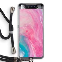 Roze explosie: Samsung Galaxy A80 Transparant Hoesje met koord