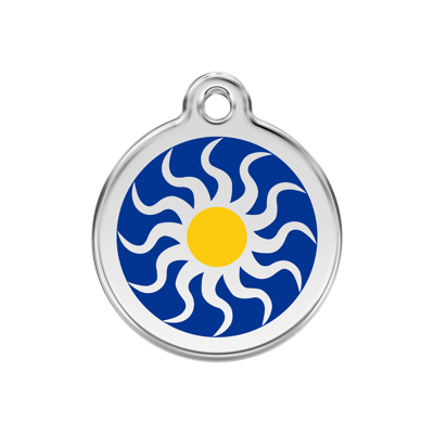 Tribal Sun Navy roestvrijstalen hondenpenning medium/gemiddeld dia. 3 cm - Reddingo