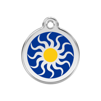 Tribal Sun Navy roestvrijstalen hondenpenning medium/gemiddeld dia. 3 cm - Reddingo