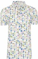 R2 Amsterdam Heren Polo Pique Wit Multicolor Print Modern Fit - thumbnail