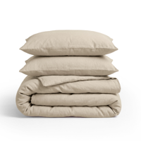 Dekbedovertrek Linnen Uni - Zand - Lits-Jumeaux (240x220 Cm) - Zand Linnen - Effen - Primaviera Deluxe - Dekbed-Discounter.nl