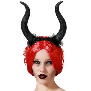 Halloween/horror verkleed diadeem/tiara - grote duivel hoorns - kunststof - dames/meisjes