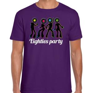 Verkleed T-shirt voor heren - eighties party - paars - jaren 80/80s - foute party - carnaval