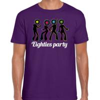 Verkleed T-shirt voor heren - eighties party - paars - jaren 80/80s - foute party - carnaval - thumbnail