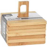 Excellent Houseware - Onderzetters voor glazen - 6st - bamboo - 9x9 cm   - - thumbnail