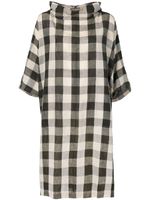 Issey Miyake Pre-Owned cowl-neck check dress - Marron - thumbnail