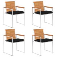 Tuinstoelen 4 st met kussens massief acaciahout