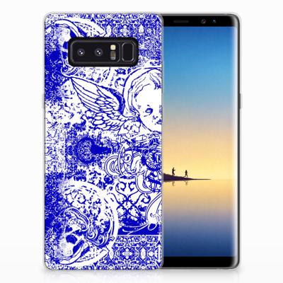 Silicone Back Case Samsung Galaxy Note 8 Angel Skull Blauw