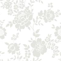 Dutch Wallcoverings Joy - Bloemen - Wit/Grijs