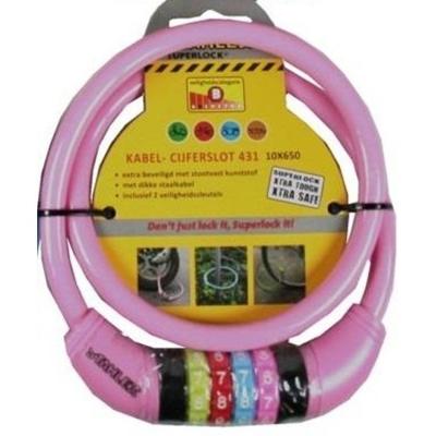 STAHLEX Cijfer kabelslot - roze - 10 x 650 mm - fietsslot