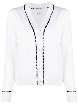 Thom Browne cardigan en coton à col v - Blanc