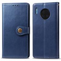 Voor Huawei mate 30 Pro retro effen kleur lederen gesp telefoon geval met Lanyard & fotolijstjes & kaartsleuf & portemonnee & stand functie (blauw)