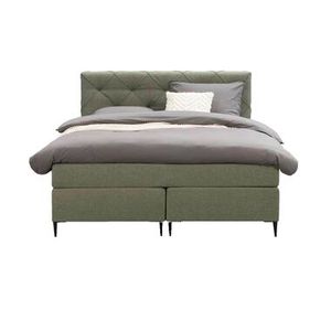 Boxspring Liv geruit - groen - 140x200 cm - slanke poot - Leen Bakker