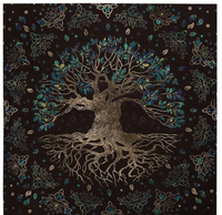 Spiritueel Zwart Kleed met Levensboom Design (75 x 75 cm) - Home & Living - Spiritueelboek.nl - thumbnail