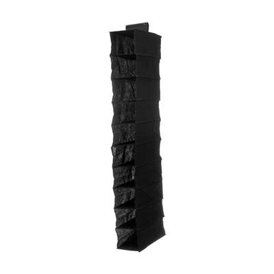 Kledingkast organizer - 10 vaks - zwart - 15 x 28 x 118 cm - ruimtebesparend/hangend
