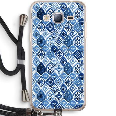 Blauw motief: Samsung Galaxy J3 (2016) Transparant Hoesje met koord