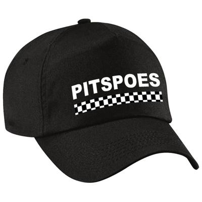 Pitspoes / finish vlag - verkleed petje - zwart - dames - racing thema - coureur Pitspoes / finish vlag - verkleed petje - zwart - dames - racing thema - coureur