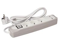 3-voudige stekkerdoos met schakelaar 2 usb-poorten grijs/wit penaarde - Velleman