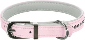 TRIXIE HALSBAND HOND ACTIVE COMFORT MET STRASS STEENTJES LEER ROZE 27-33X1,5 CM