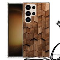 Stevig Telefoonhoesje voor Samsung Galaxy S24 Ultra Wooden Cubes