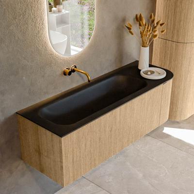 Badmeubel Mondiaz Kurve | 135 cm | Meubelkleur Oak | Wastafelkleur Urban | Links spoelbak | Zonder kraangaten