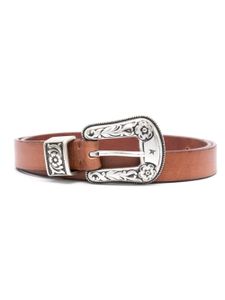 Golden Goose buckle-engraved belt - Marron