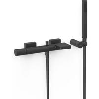 Badkraan Tres Project | Opbouw | Mengkraan | Waterval uitloop | Incl.Handdoucheset | 2-weg | hoh 15 cm | 1-knop | Rond | Zwart