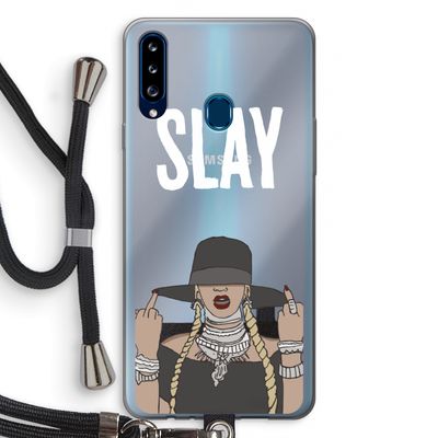 Slay All Day: Samsung Galaxy A20s Transparant Hoesje met koord