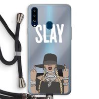 Slay All Day: Samsung Galaxy A20s Transparant Hoesje met koord