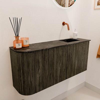 Toiletmeubel Mondiaz Joya Dlux | 91.6 cm | Meubelkleur Shadow | Faye wastafel Lava Wasbak Rechts | Zonder kraangat(en)
