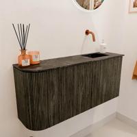 Toiletmeubel Mondiaz Joya Dlux | 91.6 cm | Meubelkleur Shadow | Faye wastafel Lava Wasbak Rechts | Zonder kraangat(en)