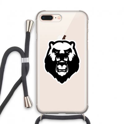 Angry Bear (white): iPhone 8 Plus Transparant Hoesje met koord