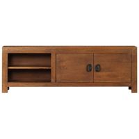 The Living Store TV-Kast Antieke Stijl - Massief Mangohout - 120x40x30cm - 2 Deuren en 2 Vakken