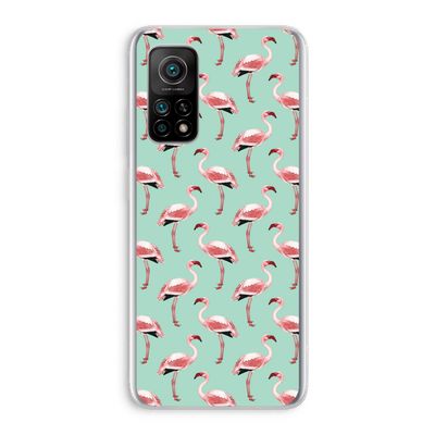 Flamingoprint groen: Xiaomi Mi 10T 5G Transparant Hoesje
