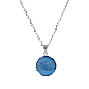 CO88 8CN-26001 Ketting Chakra Third Eye staal/glas blauw 42-47 cm