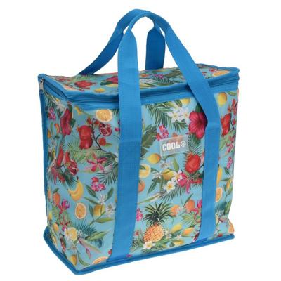 Excellent Houseware Medium size koeltas - Tropical blauw - 34 x 16 x 36 cm - 16 liter