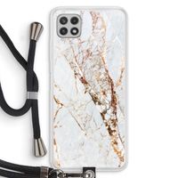 Goud marmer: Samsung Galaxy A22 4G Transparant Hoesje met koord Goud marmer: Samsung Galaxy A22 4G Transparant Hoesje met koord