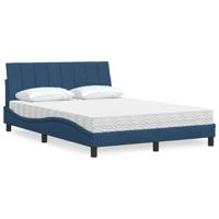 Bed met matras "Hanko" stof blauw 140x200 cm