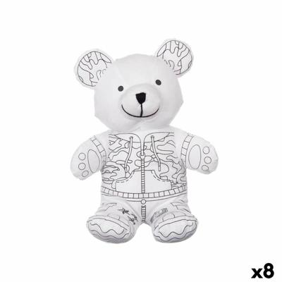 Knuffel om in te kleuren Wit Zwart Stof 17 x 21 x 12 cm Beer (8 Stuks)