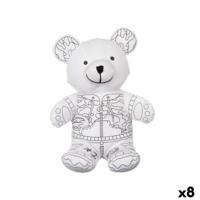 Knuffel om in te kleuren Wit Zwart Stof 17 x 21 x 12 cm Beer (8 Stuks)