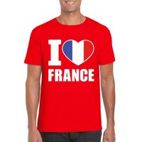 Rood I love Frankrijk fan shirt heren