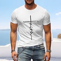 grafisch t-shirt voor heren, 100% katoen, casual stijl, klassieke stijl, cool shirt, grafische prints, kruis geloof, ronde hals, hot stamping, straat, vakantie, korte mouwen, groen, ronde hals, Faith Lightinthebox