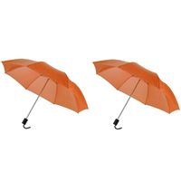 2x Kleine paraplus oranje 93 cm