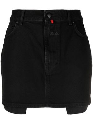 032c minijupe en jean à logo brodé - Noir