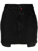 032c minijupe en jean à logo brodé - Noir