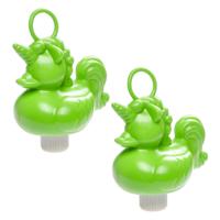 Duckiez eenhoorn badeendje badspeelgoed - 8x - groen - 12 x 6 cm - Met oogje voor het hengelspel
