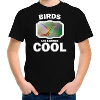 Dieren kolibrie vogel t-shirt zwart kinderen - birds are cool shirt jongens en meisjes XL (158-164)  -