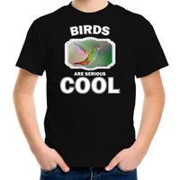 Dieren kolibrie vogel t-shirt zwart kinderen - birds are cool shirt jongens en meisjes - thumbnail