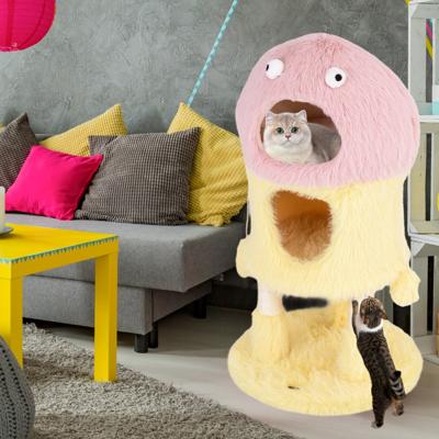 Krabpaal van 93 cm Kattentoren in Monstervorm 3 Lagen 2 Appartementen Sisal Krabpalen Zacht Vosfluweel Hangend Speelgoed